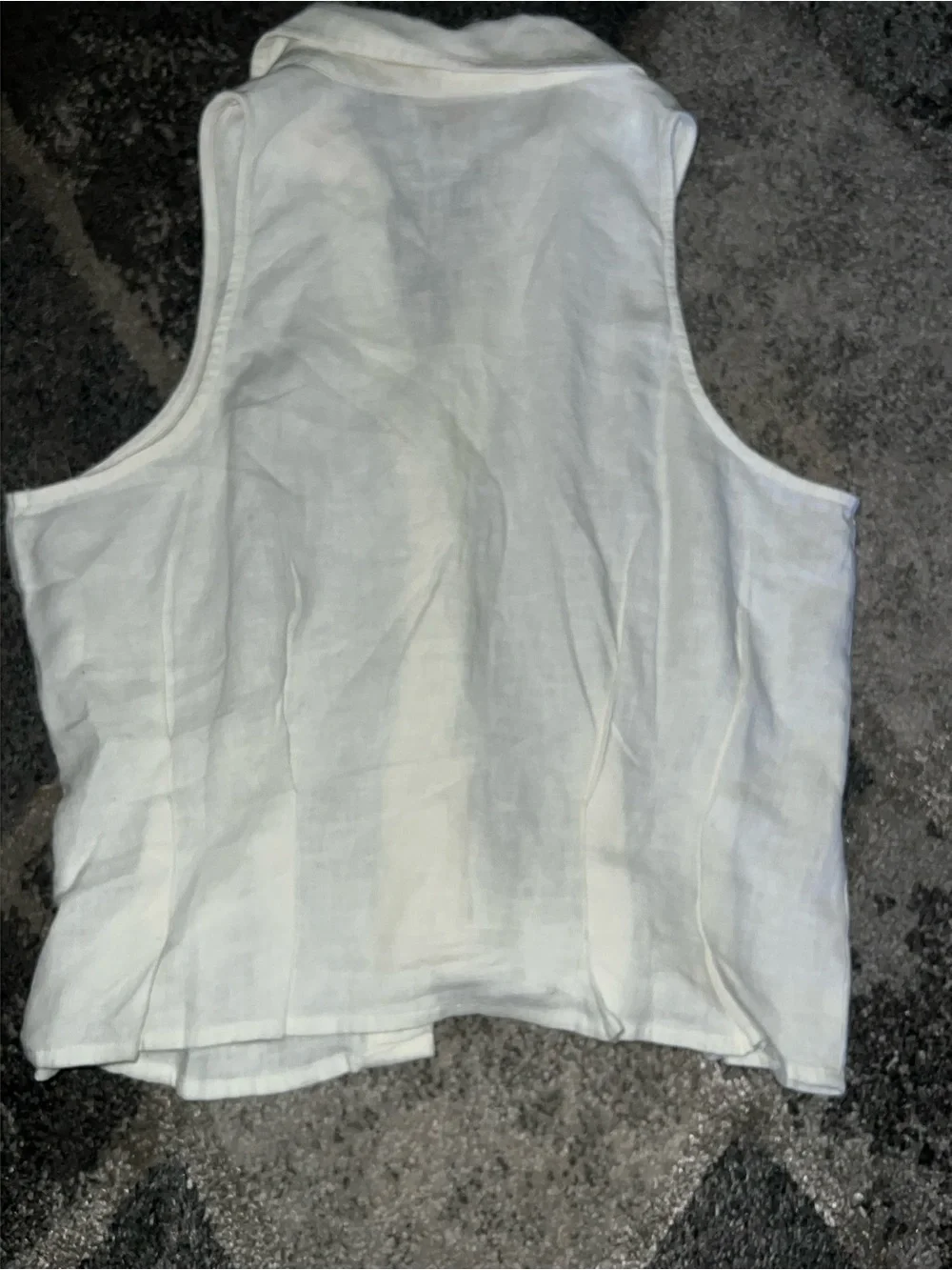 Michael Kors White Linen Sleeveless Tie-Front Blouse